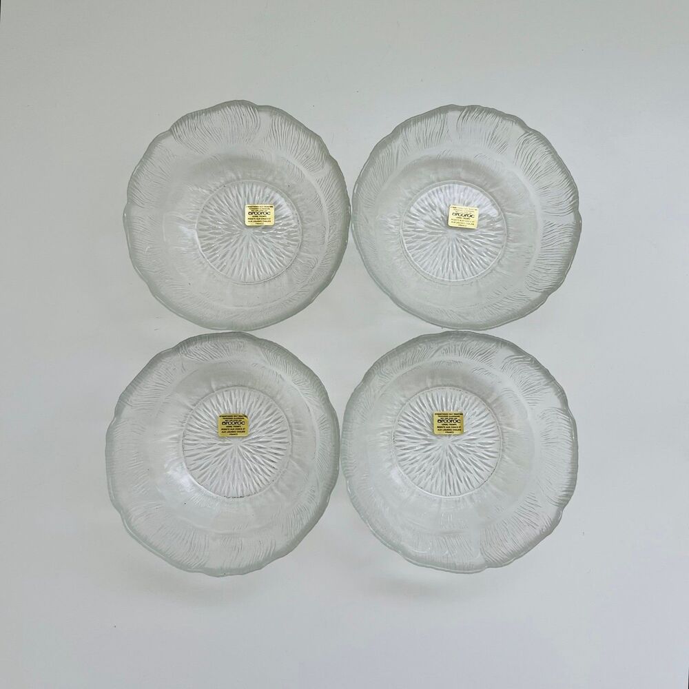 ARCOROC Fleur Clear Pressed Glass Raised Floral Petal Small Fruit Bowl, Set of 4